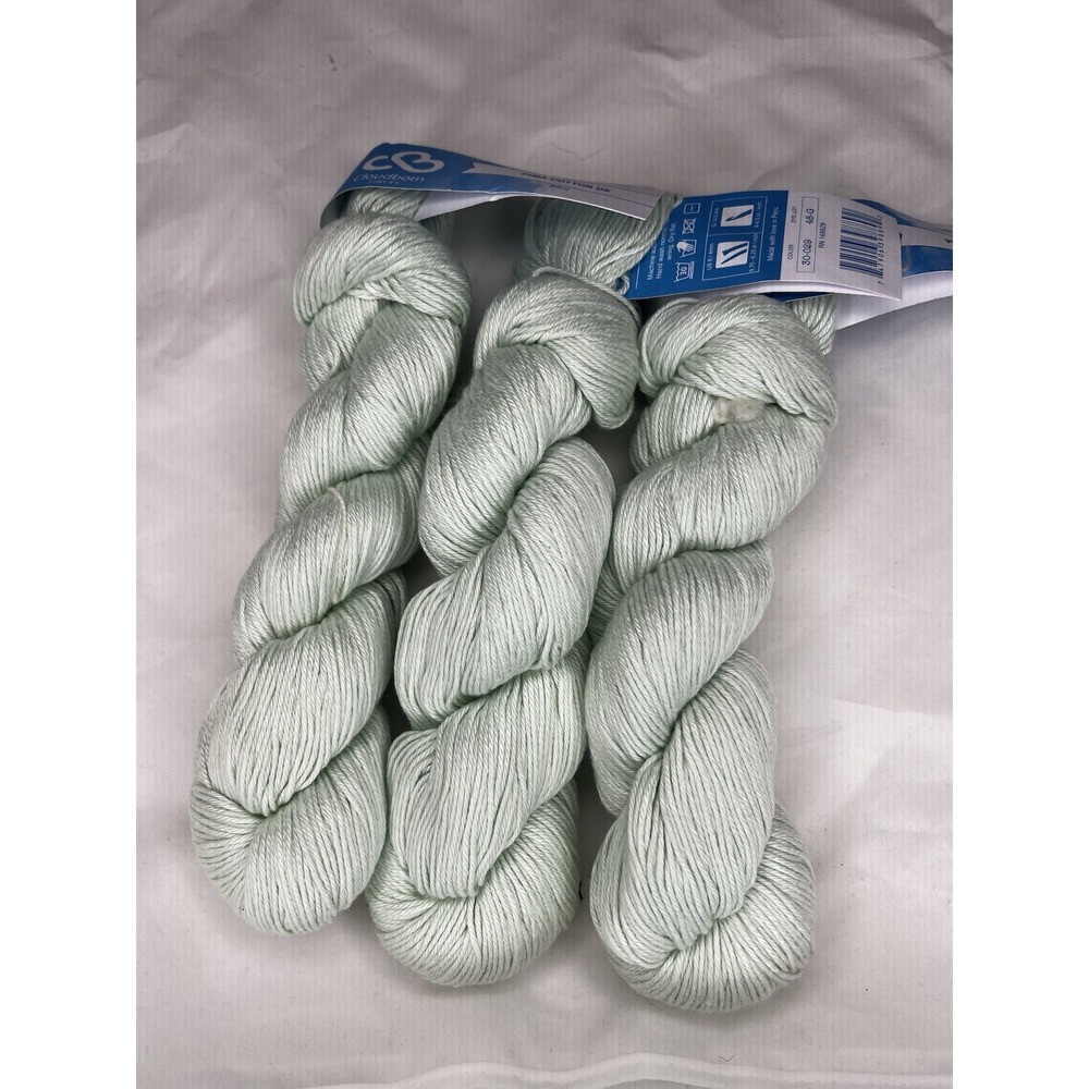 Cloudborn Fibers Pima Cotton DK Yarn Lot 3 Mint 693 Yards Discontinued